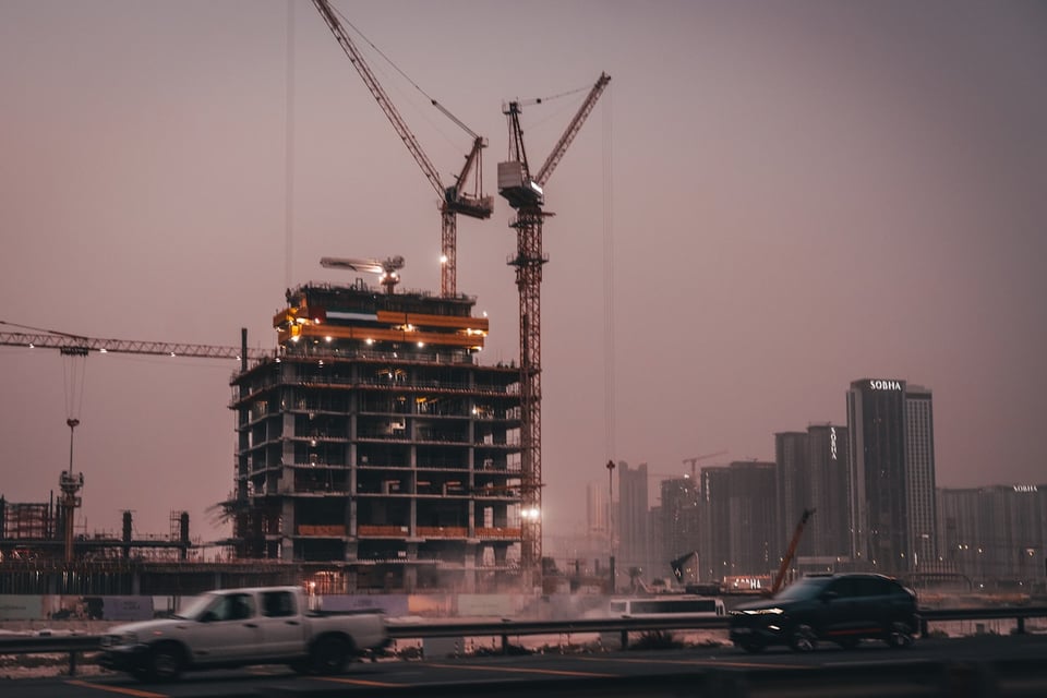 Contractor equipment on a project site