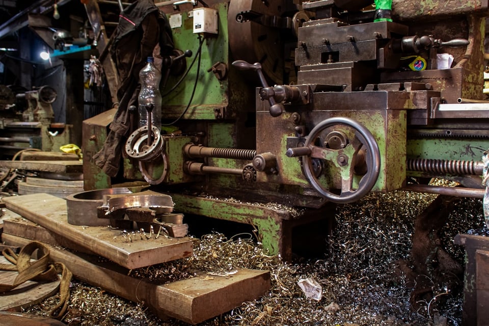 Machinery and tools in an industrial workshop